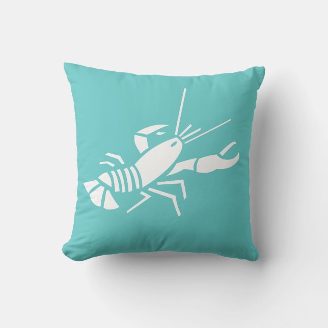 LOBSTER WHITE sur coussin bleu turquoise (Recto)