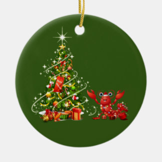 Lobster With Hat LIGHTS Christmas Keramik Ornament