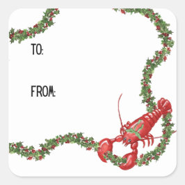 Lobsters and Holly Boughs Sticker