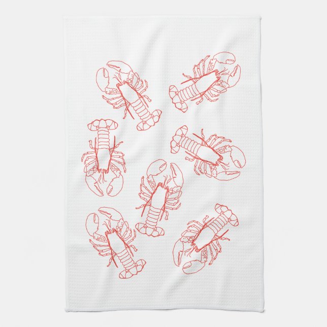 Lobsters Galore Tea Towel Geschirrtuch (Vertikal)