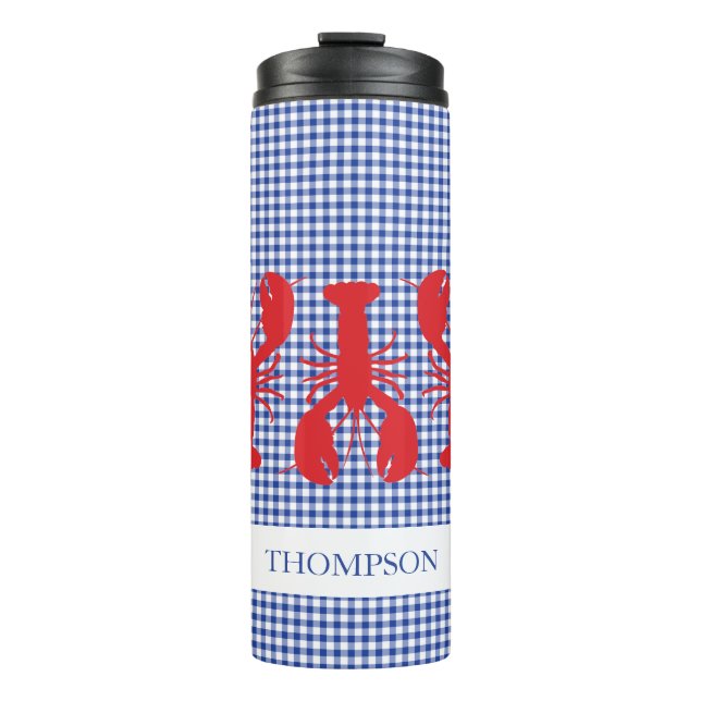 Lobsters Gingham NAME Coastal Family Wiedersehen F Thermosbecher (Vorderseite)