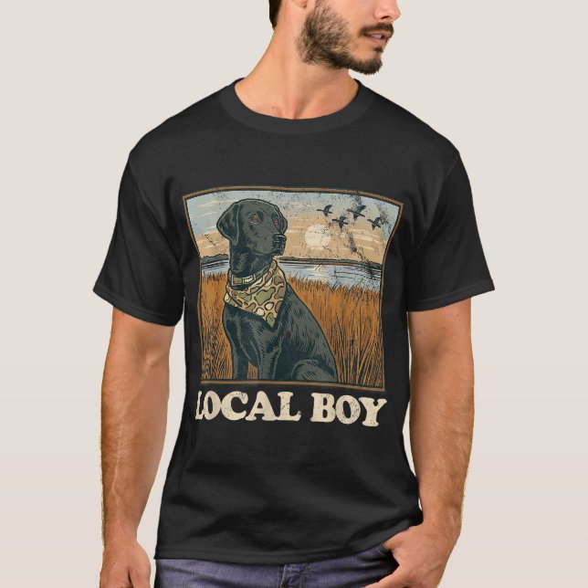 Local Boy Black Lab Jagd Hunde Marsch T-Shirt (Vorderseite)