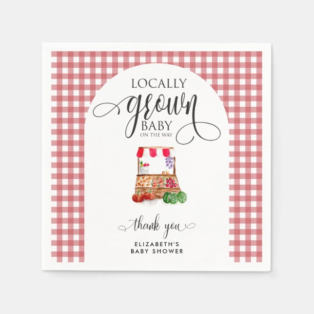Locally Grown Baby Shower Carrots Gingham Serviette (Vorderseite)
