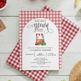 Locally Grown Baby Shower Farm Fresh Red Gingham Einladung