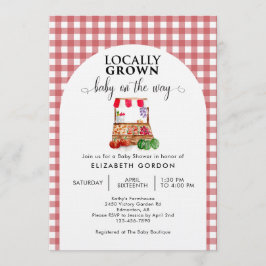 Locally Grown Baby Shower Farm Market Gingham Einladung