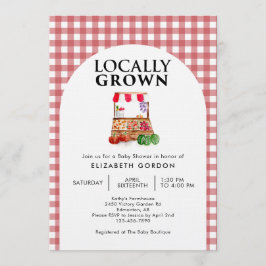 Locally Grown Baby Shower Farm Market Gingham Einladung