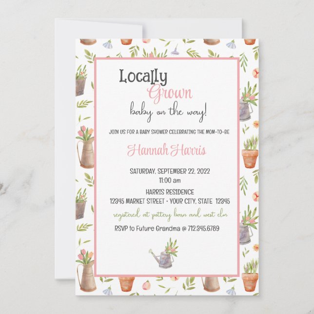 Locally Grown Baby Shower Invitation Einladung (Vorderseite)