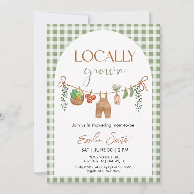 Locally Grown Baby Shower Invitation Einladung (Vorderseite)