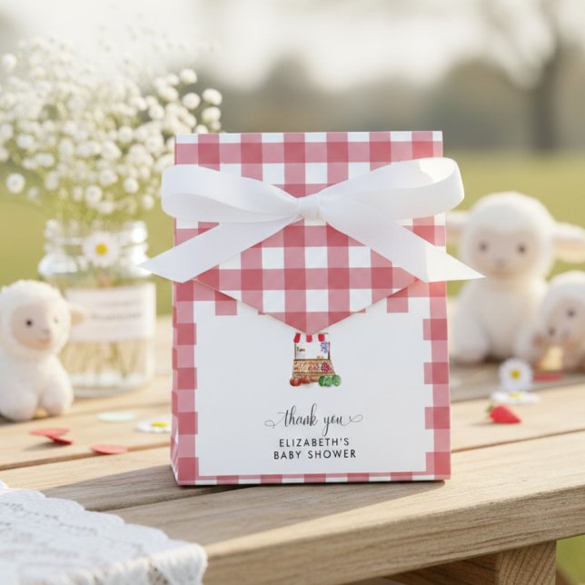 Locally Grown Baby Shower Red Gingham Thank you Geschenkschachtel (Von Creator hochgeladen)