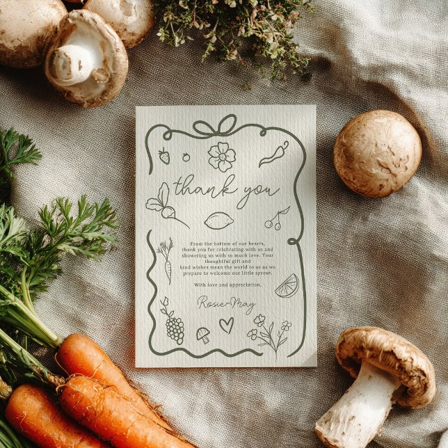 Locally Grown Baby Shower Rustic Farmer’s Market Dankeskarte (Locally Grown Baby Shower Rustic Farmer’s Market Thank You Card)