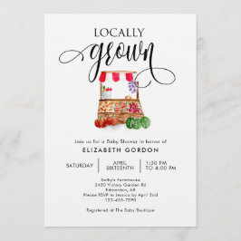 Locally Grown Baby Shower Watercolor Vegetables  Einladung