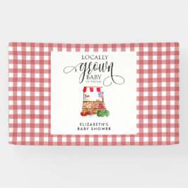 Locally Grown Baby Shower Welcome Gingham Banner
