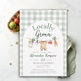 Locally Grown Clothes Line Farm Fresh Baby Shower Einladung