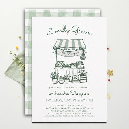 Locally Grown Market Stand Green Baby Shower Einladung