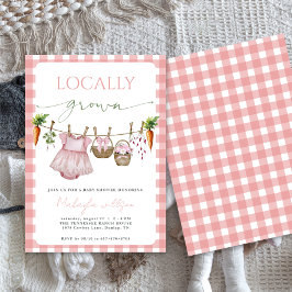Locally Grown  Pink Farmers Baby Girl Shower  Einladung