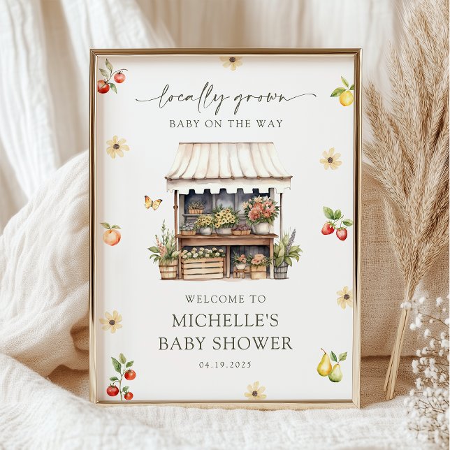 Locally Grown Rustic Boho Baby Shower Welcome Sign Poster (Von Creator hochgeladen)