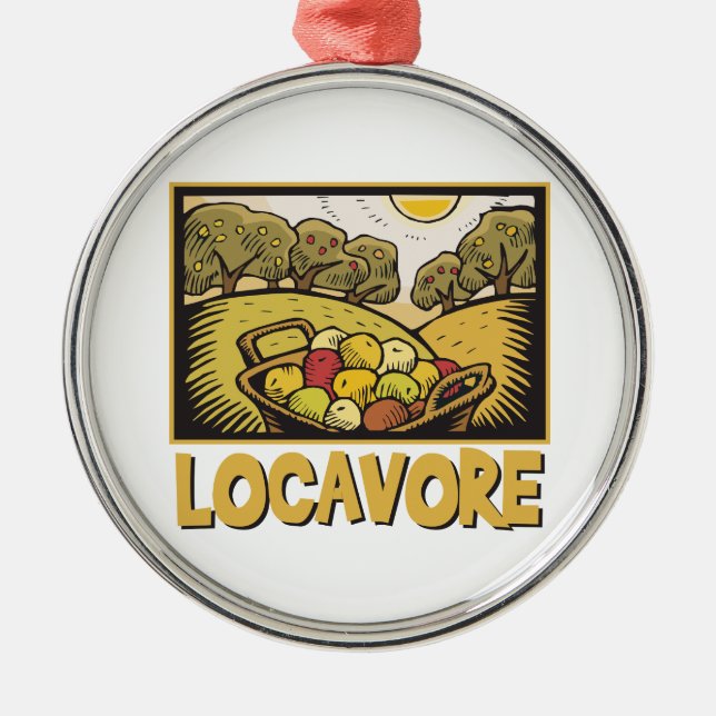 Locavore Slow Food Silbernes Ornament (Vorne)