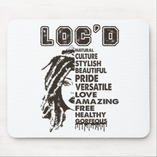 Loc'd Hair Black Queen Black History Montag Afro W Mousepad