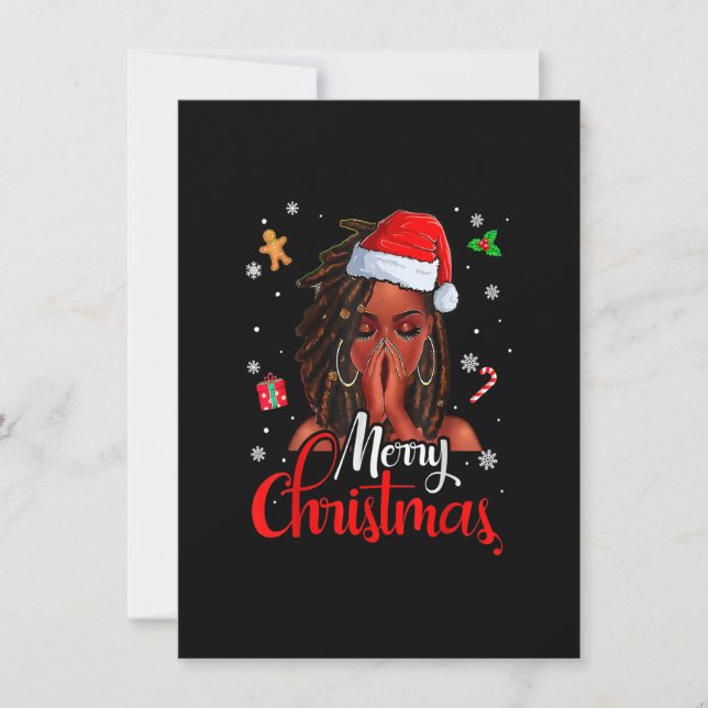 Loc'd Hair Black Woman Frohe Weihnachts-Weihnachts Einladung (Vorderseite)