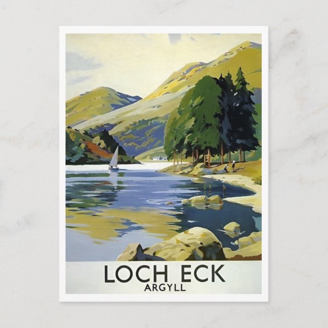 Loch Eck Argyll Scotland Retro Inspiriert Postkarte (Vorderseite)