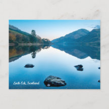 Loch Eck en bleu, carte postale d'Écosse