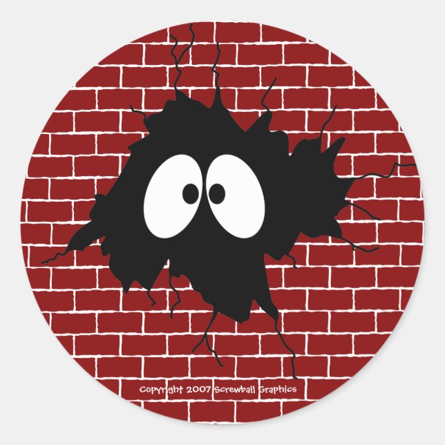 Loch in den Wandklebern Runder Aufkleber (Vorderseite)