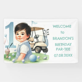 Loch in einem 1. Geburtstag Boy Golf Par-T Banner