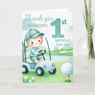 Loch in einem 1. Geburtstag Boy Golf Par-T Dankeskarte