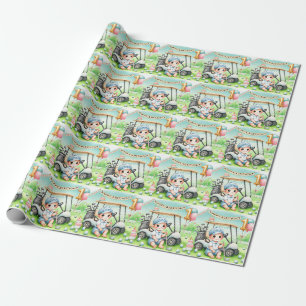 Loch in einem 1. Geburtstag Golf Boy Wasserfarbe Geschenkpapier