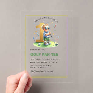 Loch in einem Golf 1. Geburtstag Junge Acryleinladungen
