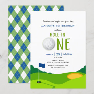 Loch in einem Golf 1. Geburtstag Party Einladung