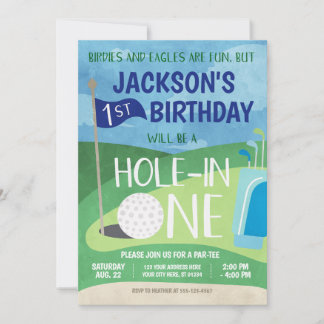 Loch in einem Golf Einladung Erster Geburtstag Par