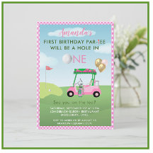 Loch in einem Golf Pink Girl Erster Geburtstag