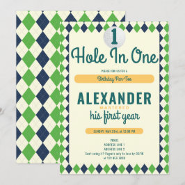 Loch in einem Par-T-Shirt Golf beherrscht 1. Gebur Einladung
