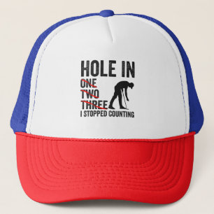 Loch in einem zwei Bäume hörte ich auf, Funny Golf Truckerkappe