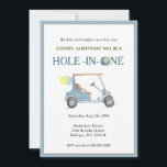 Loch in One Boy 1. Geburtstag Party Einladung<br><div class="desc">Niedliches und einfaches Golf Thema Blue Golf Cart 'Hole in One' Junge 1. Geburtstag Einladung.</div>