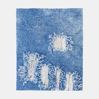 Loch, Jeans aus Denim, rippte Textur Fleecedecke