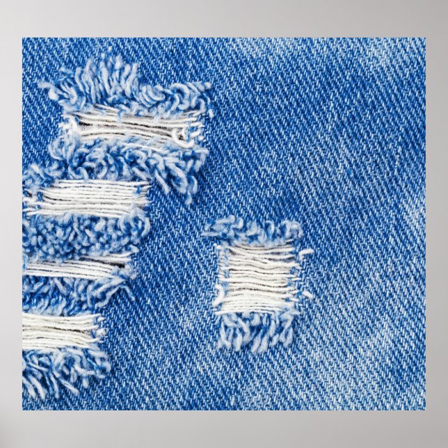 Loch, Jeans aus Denim, rippte Textur Poster (Vorne)