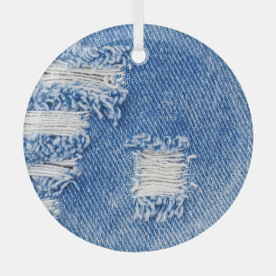 Loch, Jeans, zerrissene Textur Ornament Aus Glas
