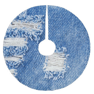 Loch, Jeans, zerrissene Textur Polyester Weihnachtsbaumdecke
