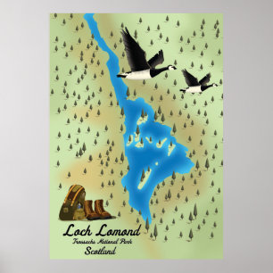Loch Lomond, Trossachs, Schottland-Karte Poster