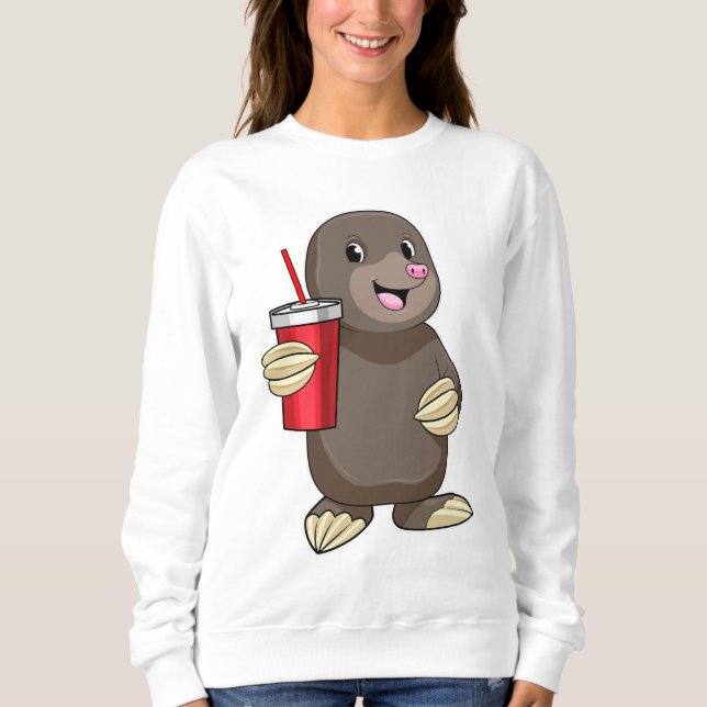 Loch mit Drink-Tasse Sweatshirt (Vorderseite)