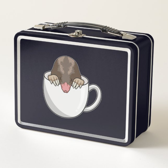 Loch mit Kaffee-Tasse Metall Brotdose (Vorderseite)