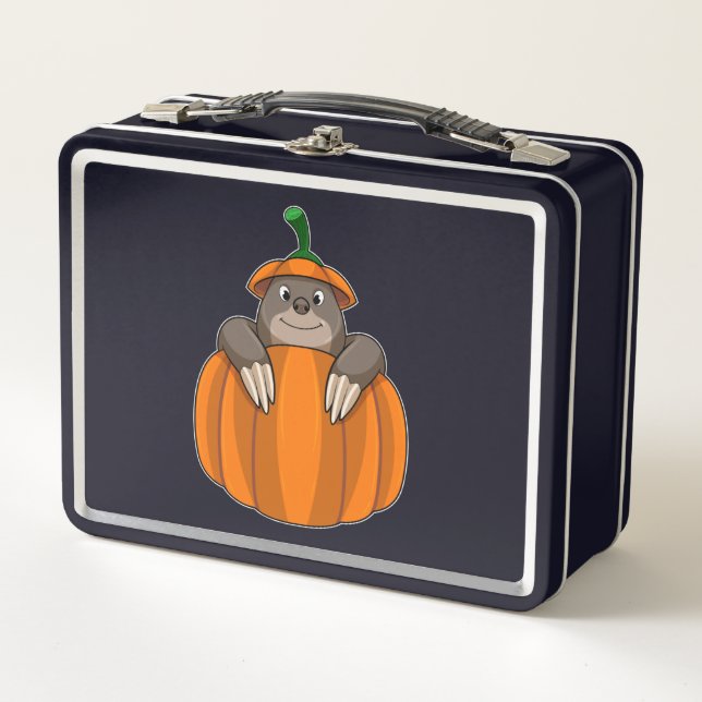 Loch mit Pumpkin Metall Brotdose (Vorderseite)