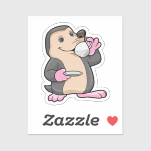 Loch mit Tasse Kaffee & Saucer Aufkleber