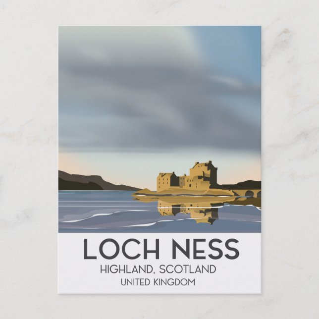 Loch Ness, Highlands, Schottland Reiseplakat Postkarte (Vorderseite)