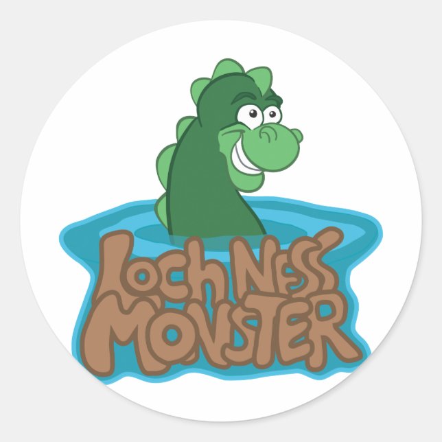 Loch Ness Monster Cartoon Runder Aufkleber (Vorderseite)