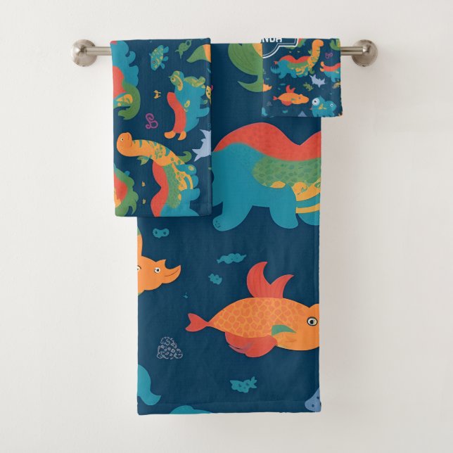Loch Ness Monster Rainbow Farbiges Muster Badhandtuch Set (Insitu)