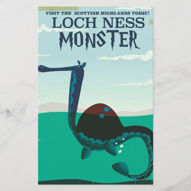 Loch Ness Monster Reiseplakat Briefpapier (Vorderseite)