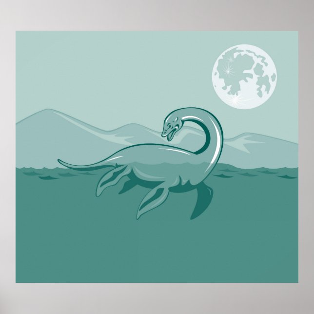 Loch Ness Monster Retro Poster (Vorne)